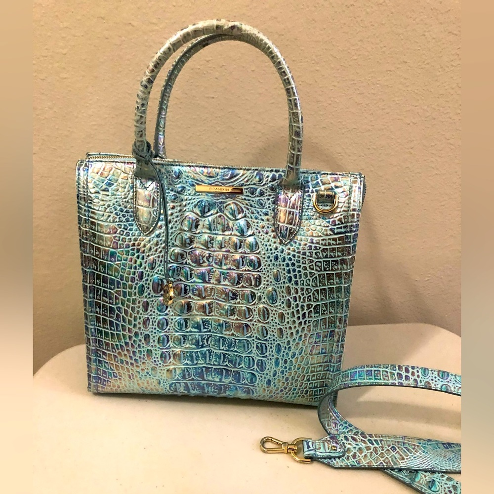 Brahmin Caroline Wonderland Melbourne Leather Satchel Shoulder Handbag.